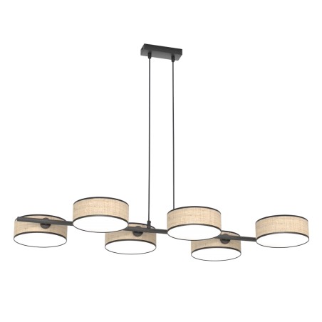 Lámpara colgante Troma ratan+negro (6 luces)