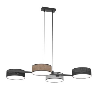 Lámpara colgante Troma negro+marrón+gris (4 luces)