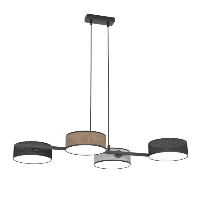 Lámpara colgante Troma negro+marrón+gris (4 luces)