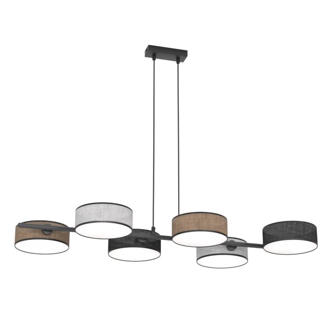 Lámpara colgante Troma negro+marrón+gris (6 luces)