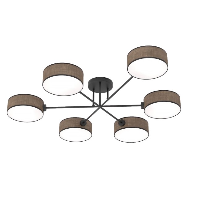 Lámpara de techo Lorix marrón+negro (6 luces)