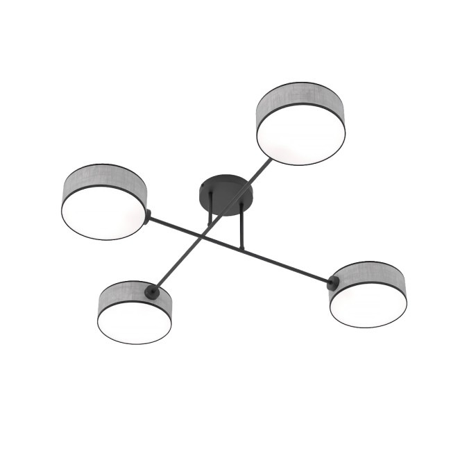 Lámpara de techo Lorix gris+negro (4 luces)