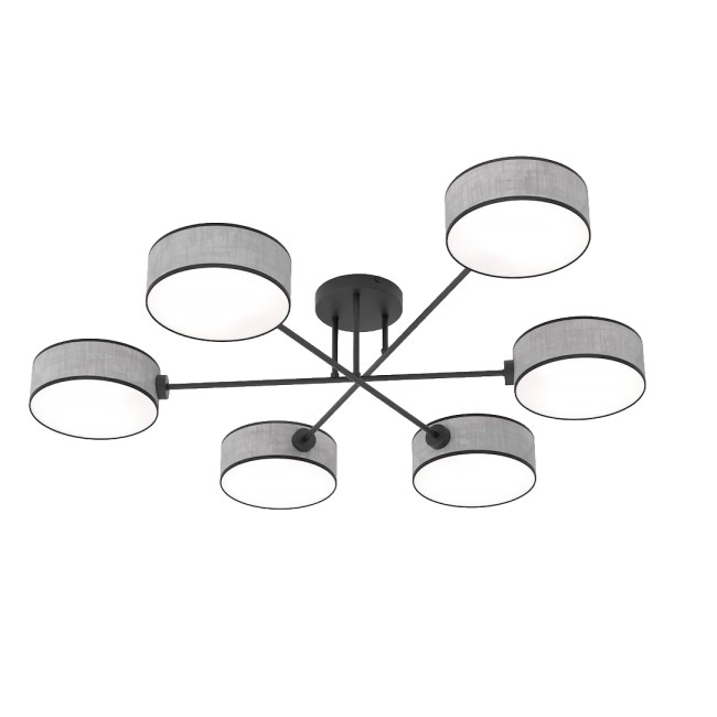 Lámpara de techo Lorix gris+negro (6 luces)