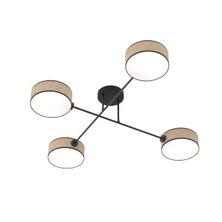 Lámpara de techo Lorix ratan+negro (4 luces)
