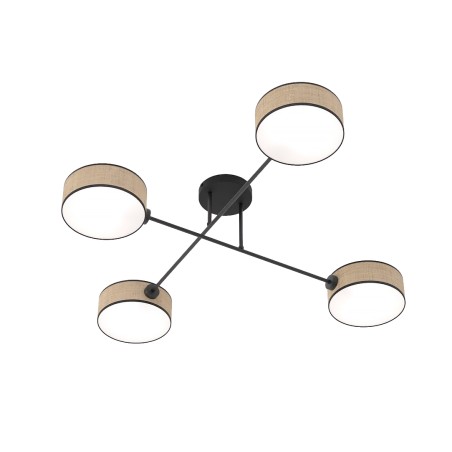 Lámpara de techo Lorix ratan+negro (4 luces)
