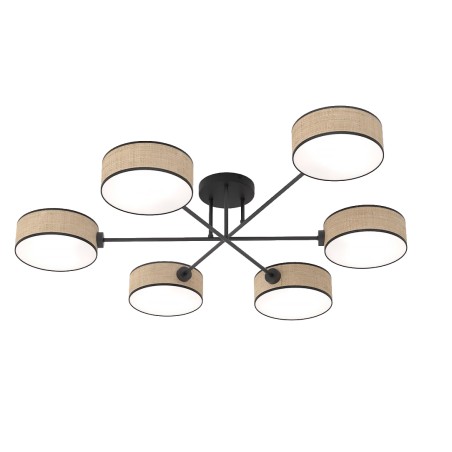 Lámpara de techo Lorix ratan+negro (6 luces)