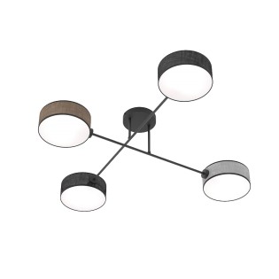 Lámpara de techo Lorix negro+marrón+gris (4 luces)