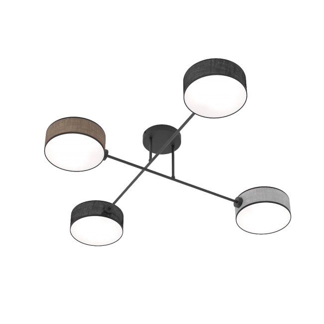 Lámpara de techo Lorix negro+marrón+gris (4 luces)