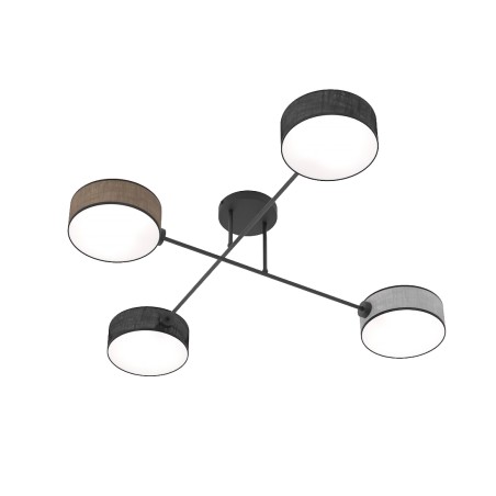 Lámpara de techo Lorix negro+marrón+gris (4 luces)