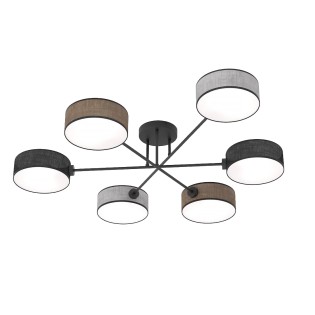 Lámpara de techo Lorix negro+marrón+gris (6 luces)
