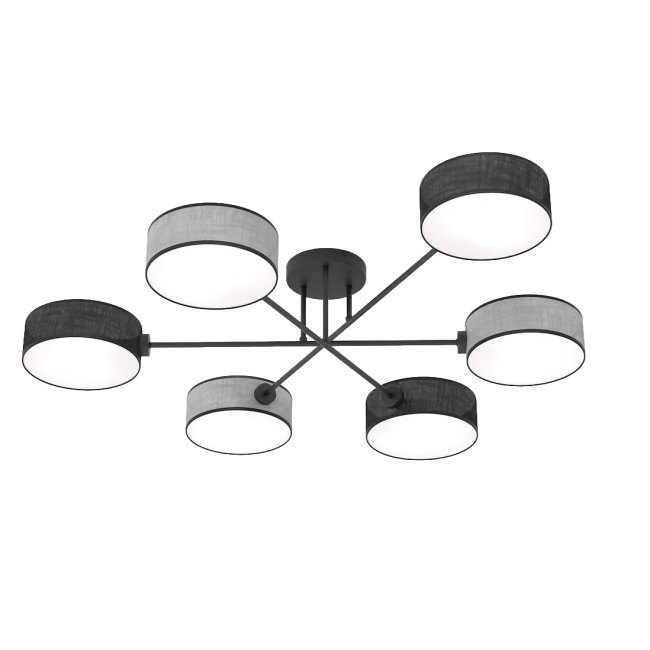 Lámpara de techo Lorix negro+gris (6 luces)