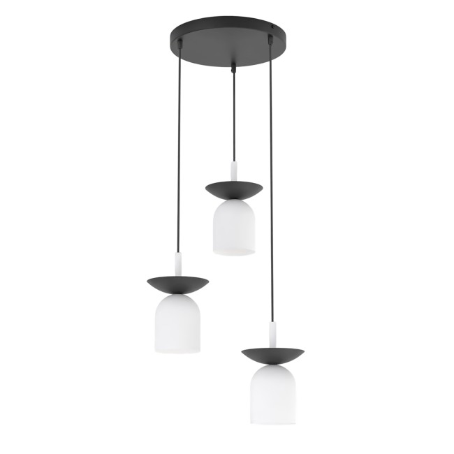 Lámpara colgante Lorenza II blanco+negro (3 luces)