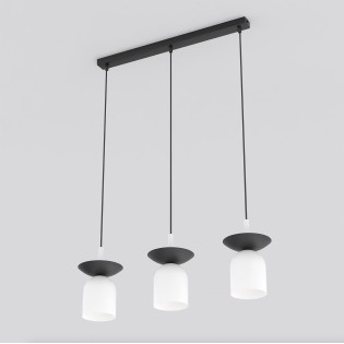 Lámpara colgante Lorenza blanco+negro (3 luces)
