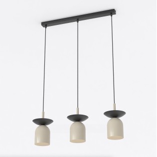 Lámpara colgante Lorenza moka+negro (3 luces)