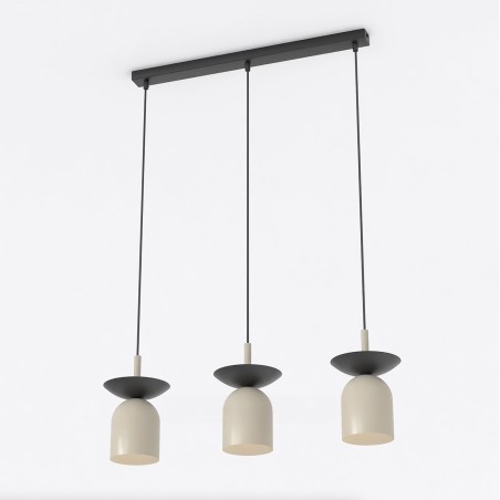 Lámpara colgante Lorenza moka+negro (3 luces)