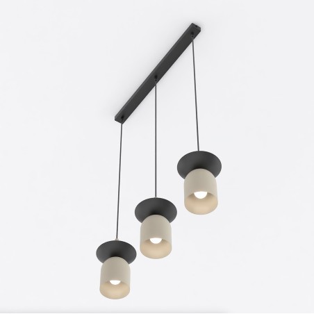 Lámpara colgante Lorenza moka+negro (3 luces)