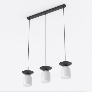 Lámpara colgante Lorenza gris+negro (3 luces)