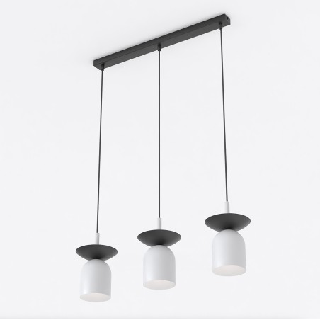 Lámpara colgante Lorenza gris+negro (3 luces)
