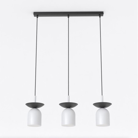 Lámpara colgante Lorenza gris+negro (3 luces)