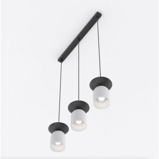 Lámpara colgante Lorenza gris+negro (3 luces)