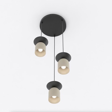 Lámpara colgante Lorenza II moka+negro (3 luces)