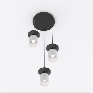 Lámpara colgante Lorenza II gris+negro (3 luces)