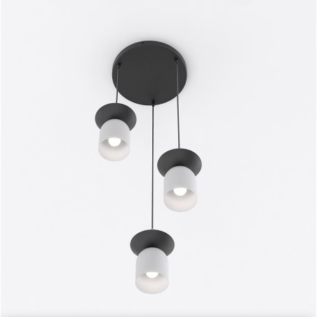 Lámpara colgante Lorenza II gris+negro (3 luces)