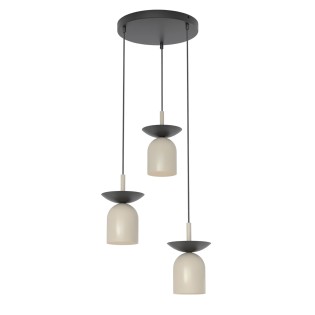 Lámpara colgante Lorenza II moka+negro (3 luces)