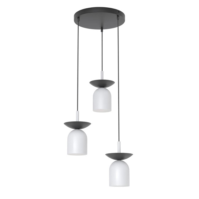 Lámpara colgante Lorenza II gris+negro (3 luces)