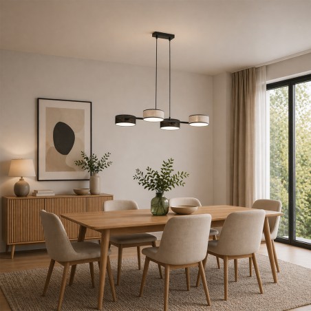 Lámpara colgante Troma negro+gris (4 luces)
