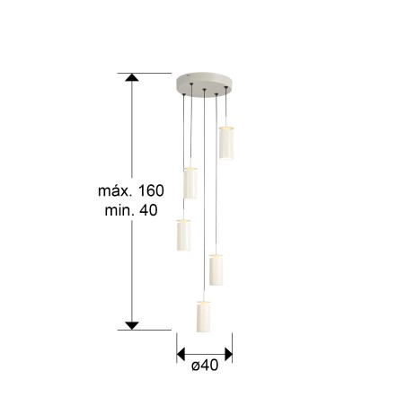 Lámpara colgante LED Alfara (5x8W)