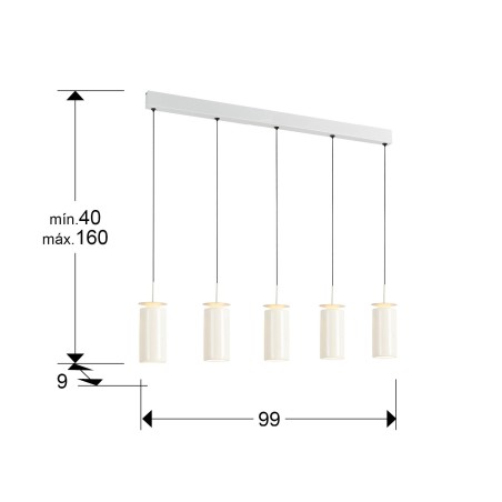 Lámpara colgante LED Alfara II (5x8W)
