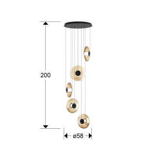 Lámpara colgante LED Diabolo (5x12W)
