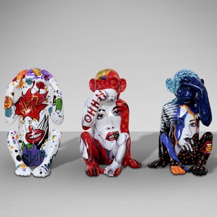 Set 3 figuras decorativas Monos Sabios