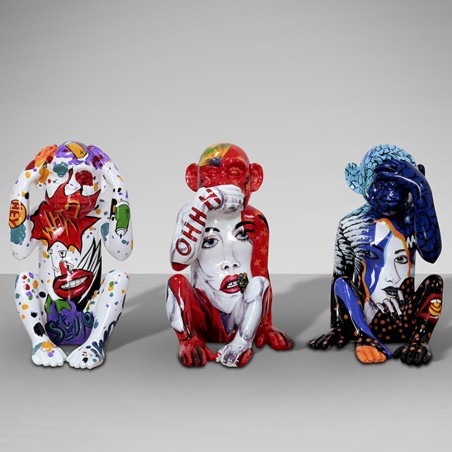 Set 3 figuras decorativas Monos Sabios