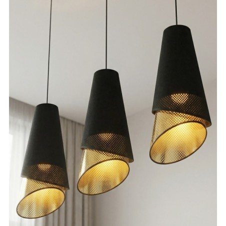 Lámpara colgante Vist Negro+Oro (3 luces)