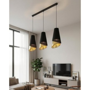 Lámpara colgante Vist Negro+Oro (3 luces)