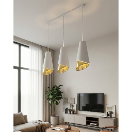 Lámpara colgante Vist Blanco+Oro (3 luces)