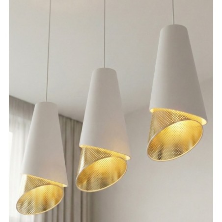 Lámpara colgante Vist Blanco+Oro (3 luces)