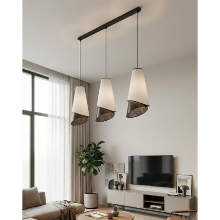 Lámpara colgante Vist Negro+Gris (3 luces)