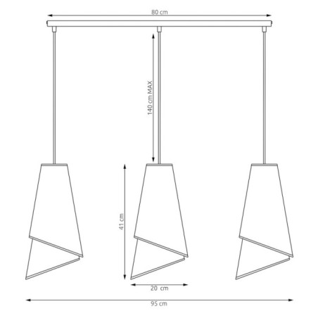 Lámpara colgante Vist Negro+Gris (3 luces)