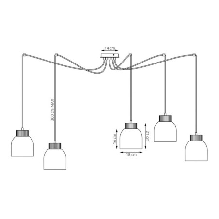 Lámpara colgante Prut Moca (5 luces)
