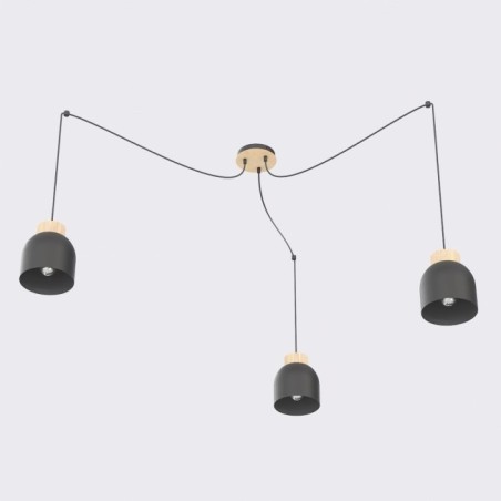 Lámpara colgante Prut Negro (3 luces)