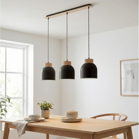 Lámpara colgante Oka Negro (3 luces)