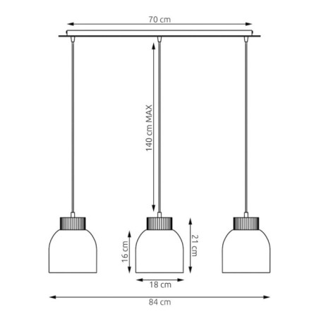 Lámpara colgante Oka Negro (3 luces)