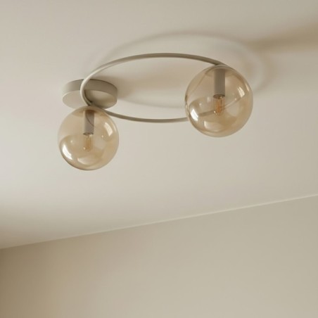 Plafón de techo Buga Moca Ámbar (2 luces)
