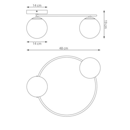 Plafón de techo Buga Moca Ámbar (2 luces)