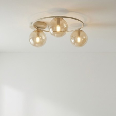 Plafón de techo Buga Moca Ámbar (3 luces)