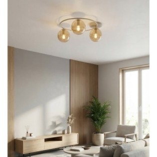Plafón de techo Buga Moca Ámbar (3 luces)