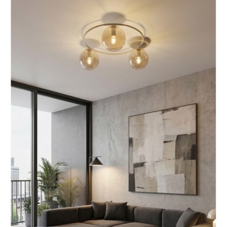 Plafón de techo Buga Moca Ámbar (3 luces)